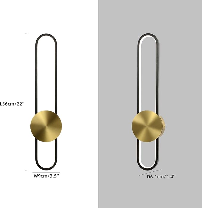 JAYMP Modern Wall Sconce 4000K Dimmable LED Wall Light Fixture, Hardwired Wall Lamp for Living Room, Dining Room, Bedroom, Hallway, Lobby, Entryway, 1 Pack (Brushed Black, H56cm/22inch)