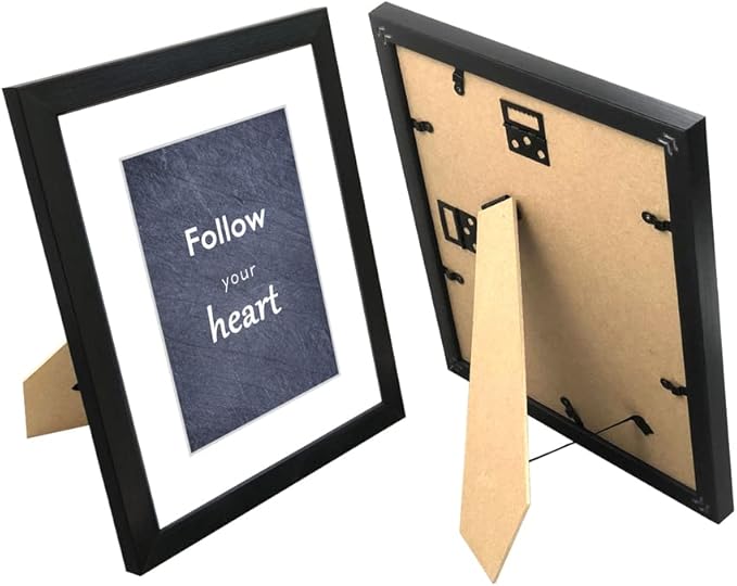 8x10 Picture Frame Set of 3 with Real Glass for Pictures 5x7 with Mat or 8x10 Without Mat, Wall Mounting or Tabletop display Photo Frames in Black