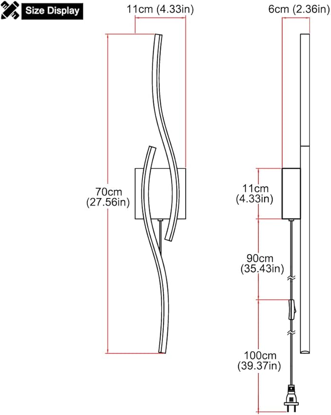 Plug in Wall Sconces Set of 2, Modern Plug in Sconce with Remote, Dimmable LED Wall Light, Wall Lamps with Plug in Cord for TV Wall Sconces, Black Sconce Lighting for Living Room, Hallway, Bedroom