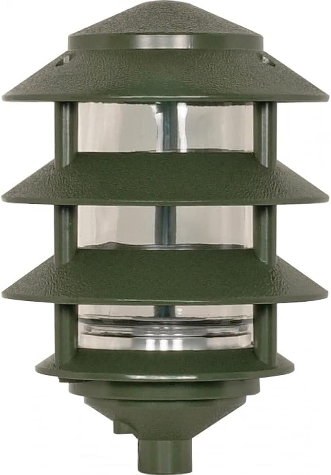 Nuvo SF77/324 One 2 Louver Hood Outdoor Pagoda Landscape Pathway Light, 3 Tier-Small, Green