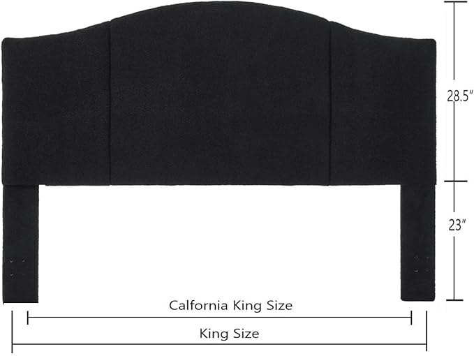 24KF Middle Century Upholstered Foldable King Headboard, Modern Boucle Teddy Fabric Headboard King/California King, 6033-K-Black