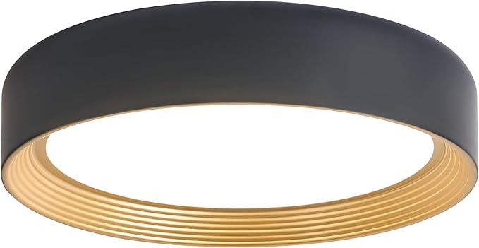 Dimmable 15.75 Inch LED Flush Mount Ceiling Light,Modern Black and Gold Lighting Fixture,Round 36W 3000K-6500K 5CCT Ceiling Lamp for Bedroom,Hallway,Living Room