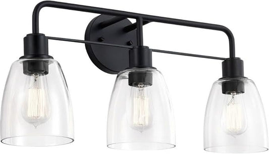 Kichler Meller 24 Inch 3 Light Vanity Light with Clear Glass in Black