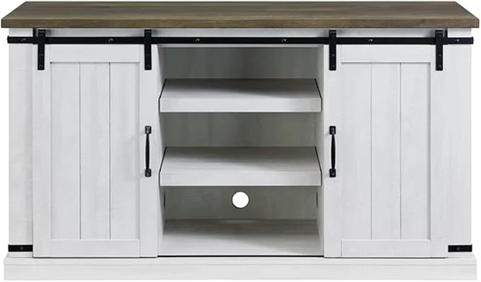 Farmhouse TV Stand for 60inch Television Stand, Entertainment Center with Storage Cabinet and Sliding Barn Doors & Adjustable Shelves, Rustic Media Console Table for Living Room