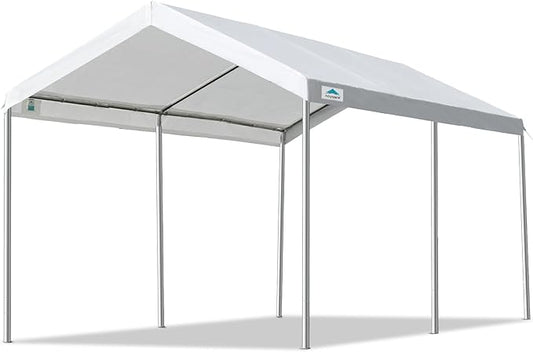 ADVANCE OUTDOOR 10x15 ft Heavy Duty Carport Potable Car Canopy Garage Party Tent Boat Shelter, Adjustable Height from 9.5 ft to 11 ft, White