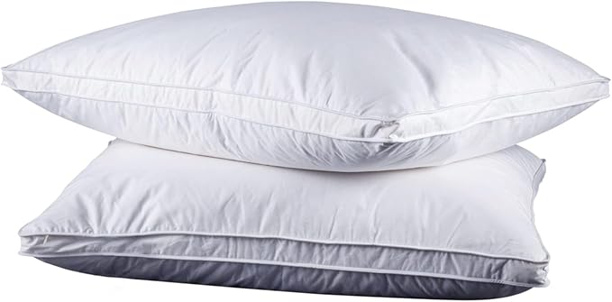 Soft Down Pillows for Sleeping(2 Pack),Standard(20inx26in) - White Goose Feather and Down Bed Pillow Inserts,100% Cotton Cover,Lightweight,Fluffy Sleeping Pillows for All Sleepers