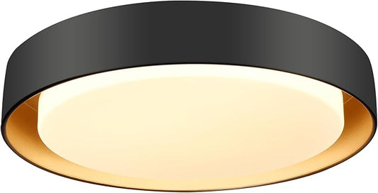 Hlite 13 inch Ceiling Light Fixture,Black LED Flush Mount Ceiling Light with Gold Inside,3000K/Warm White/24W,Dimmable 1920LM Indoor Room Decorative Modern Ceiling Lights for Bedroom Kitchen(1 Pack)