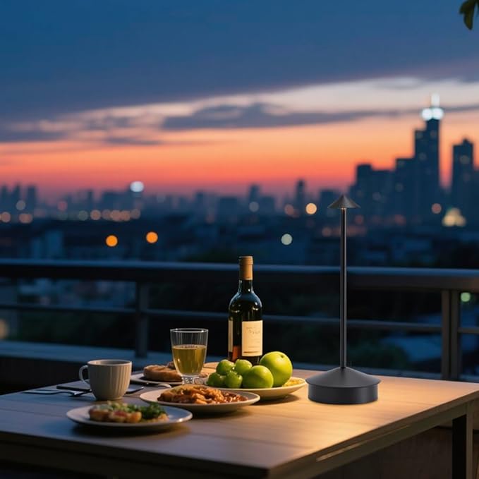 2 Pack Aluminum Cordless Table Lamps, 6000mAh Rechargeable Battery Operated Lamps, Portable Touch Lamp Outdoor Camping Lamp 3 Color Stepless Dimming Lamp for Restaurant/Patio/Dinning（Black）