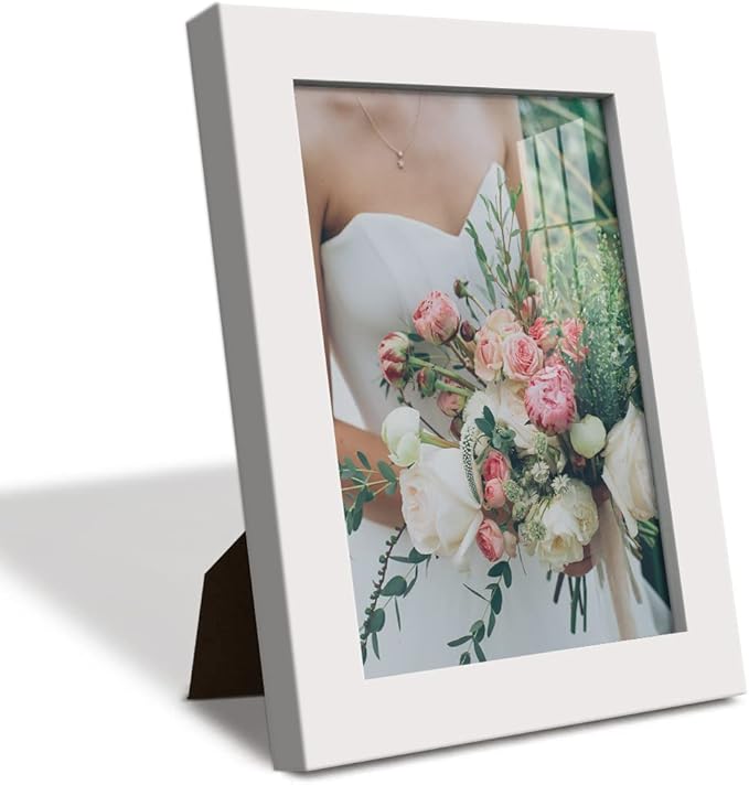 Renditions Gallery 5x7 inch Picture Frame High-end Modern Style, Made of Solid Wood and High Definition Glass Ready for Wall and Tabletop Photo Display, White Frame