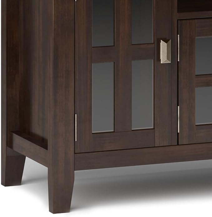 SIMPLIHOME Artisan SOLID WOOD 72 inch Wide Transitional TV Media Stand in Tobacco Brown For TVs up to 80 inches for the Living Room and Entertainment Center