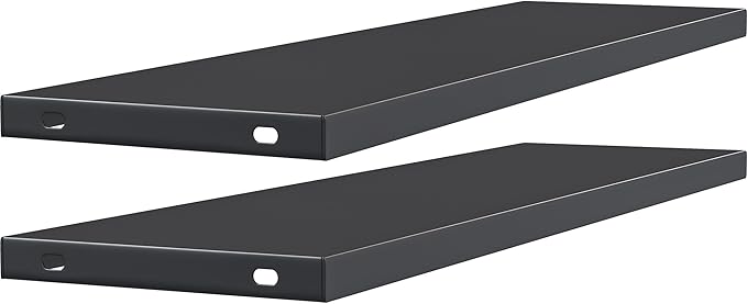 YITAHOME Metal Storage Shed Shelves for 59 cuft Vertical Outdoor Storage Shed，2PCS Space-Saving Waterproof Shelf with 8 Screws for Outdoor Storage Sheds, 51 inx13.8 in, Easy Assembly, 22 lbs, Black