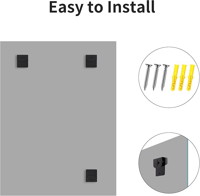 18x24 Beveled Mirror, Frameless Beveled Bathroom Mirrors for Wall, Upgraded Shatterproof Rectangle Vanity Mirror with Beveled Edge for Bathroom, Bedroom, Living Room and Entryway