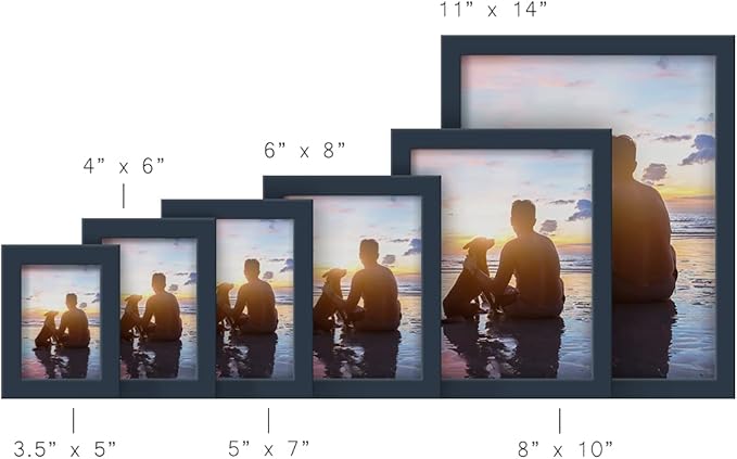 Renditions Gallery 5x7 inch Picture Frame High-end Modern Style, Made of Solid Wood and High Definition Glass Ready for Wall and Tabletop Photo Display, Navy Frame