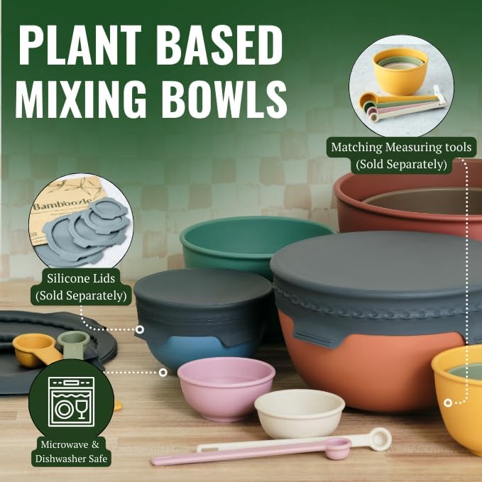 Bamboozle Mixing Bowls | 5 Piece Plant-Based Nesting Bowl Set | Matte Finish | Multi-Color | Dishwasher and Microwave Safe | Desert Bloom