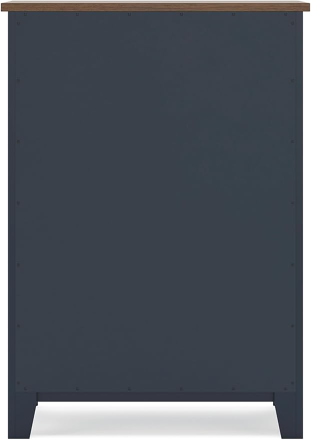 Signature Design by Ashley Landocken Shaker 4-Drawer Chest of Drawers, Light Brown & Blue