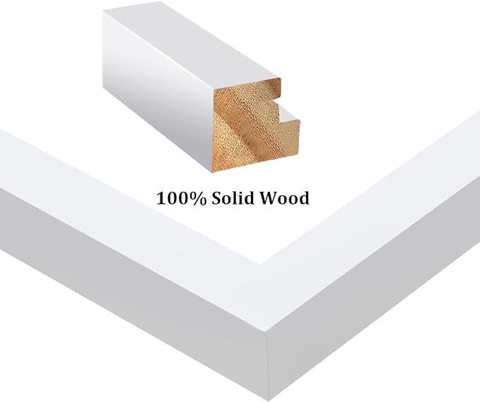 Egofine A4 Picture Frame White Covered by Plexiglass Made of Solid Wood, Display Pictures 4x6/6x8 with Mat or A4 Without Mat for Table Top and Wall Mounting