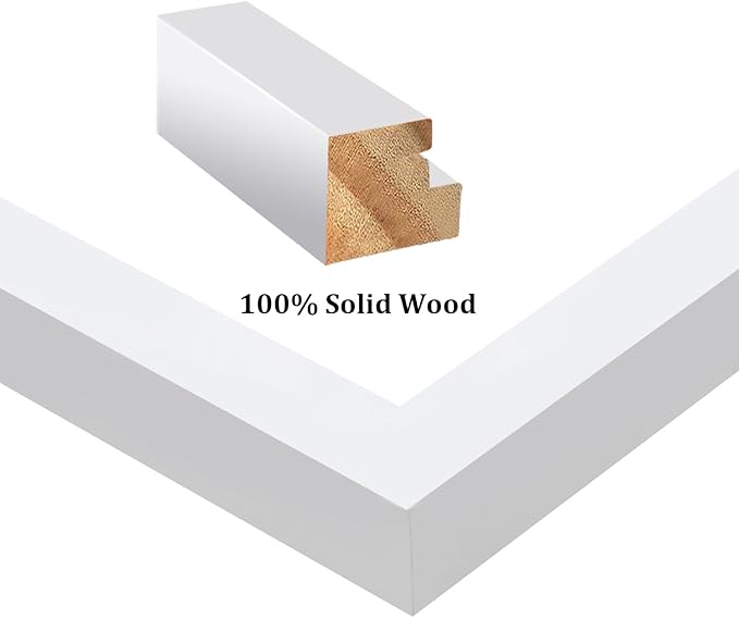 Egofine 24x36 Solid Wood Picture Frame, Made of Solid Wood Covered by Plexiglass 18x24 with Mat 24x36 without Mat, Poster Frame for Wall Mounting Photo Frame Vertically or Horizontally, White