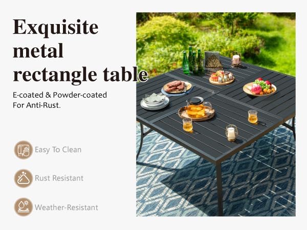 HERA'S HOUSE Outdoor Patio Dining Set of 9, 9 Piece Outdoor Table and Chairs Set of 1 Large Square Patio Table and 8 Quick Dry Textilene Swivel High Back Rocking Chairs for Lawn, Park, and Garden