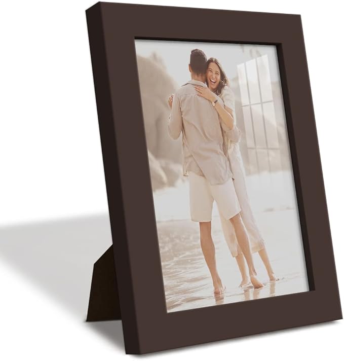 Renditions Gallery 5x7 inch Picture Frame High-end Modern Style, Made of Solid Wood and High Definition Glass Ready for Wall and Tabletop Photo Display, Brown Frame