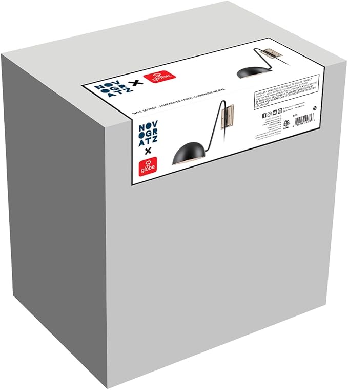 GLOBE Electric 51373 Addison 1-Light Plug-in Wall Sconce, Matte Black