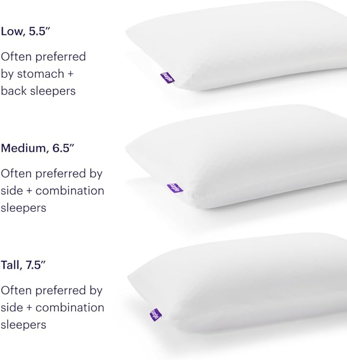 Purple Harmony Pillow - Standard - Medium, Greatest Pillow Ever Invented, 360º Hex Grid & Talalay Latex Core - No Pressure Support, Stays Cool, Luxurious Comfort