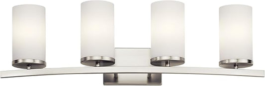 KICHLER Crosby 31" 4 Light Vanity Light Satin Etched Cased Opal Brushed Nickel