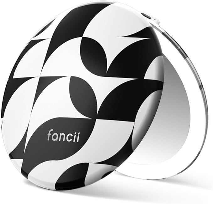 Fancii Taylor Compact Travel Makeup Mirror with Lights, 10x /1x Magnifying, Rechargeable, 3 Light Modes, Dimmable - Small Lighted Handheld Purse Mirror, Double Sided, for Gifts (Mellow Monochrome)
