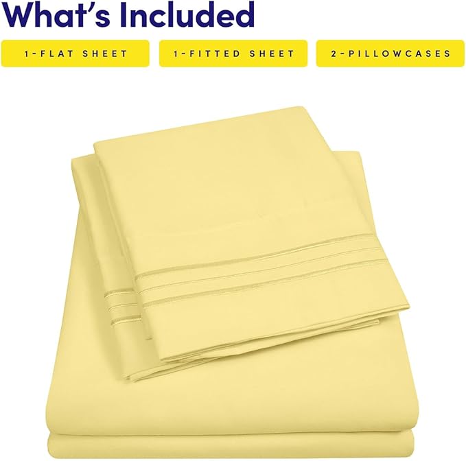 1500 Supreme Collection Extra Soft RV Queen Sheet Set, Pale Yellow- Luxury Bed Sheet Set with Deep Pocket Wrinkle Free Bed Sheets, RV Queen Size, Pale Yellow