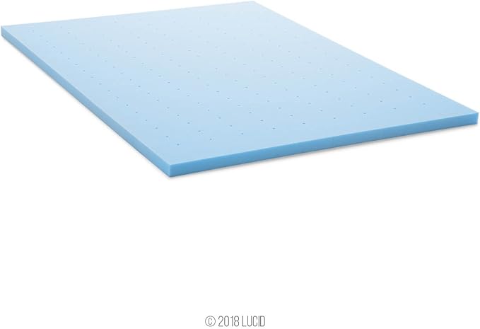 Lucid 2 Inch Mattress Topper - California King Size - Cooling Gel Infused Memory Foam - Plush Feel Pressure Relieving Bed Topper - Mattress Pad – Ventilated Breathable Design – CertiPur Certified