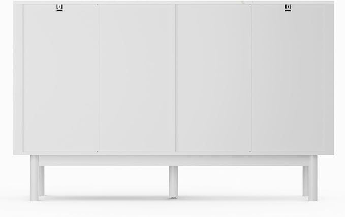 Fluted 6 Drawers Dresser for Bedroom, 54" Wide Modern Chest of Drawers with Faux Marble Top, Curved Profile Design, Solid Wood Legs, Wodden Dresser TV Stand, Storage Organizer for Bedroom, White