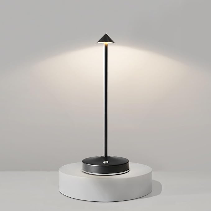 Rechargeable Table Lamp Cordless,3000 Mah Battery Powered Lamp 2 Level Dimmable Table Lamps Mini Table Lamp in Aluminium 3000k Touch Lamp Cordless Table Lamps for Indoor & Outdoor (Black)