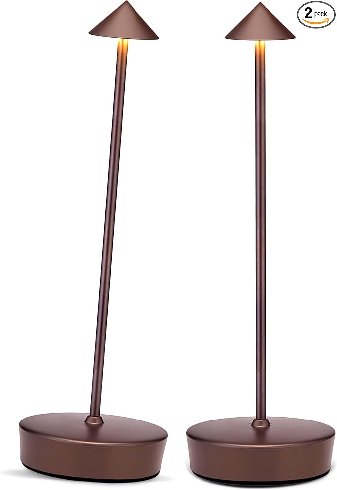 Cordless Led Table Desk Lamp 2 Pack, 7000mAh Battery Outdoor Table Light Waterproof for Restaurant Patio Camping Home Decor, USB-A Output, Brightness Memory, Dimmable