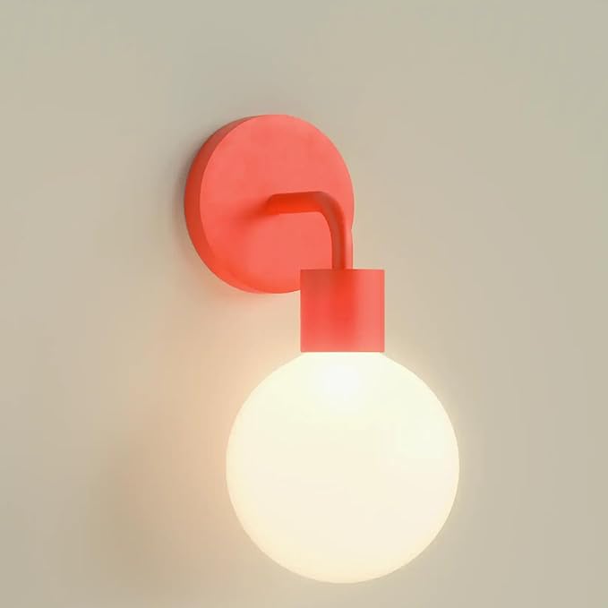 Wireless Wall Sconce (Shark Tank) Rechargeable & Dimmable LED Light w/App Control & Damage-Free Install, Moveable Modern Ambient Lighting for Elegant Home & Bedroom Decor | Vermillion Red