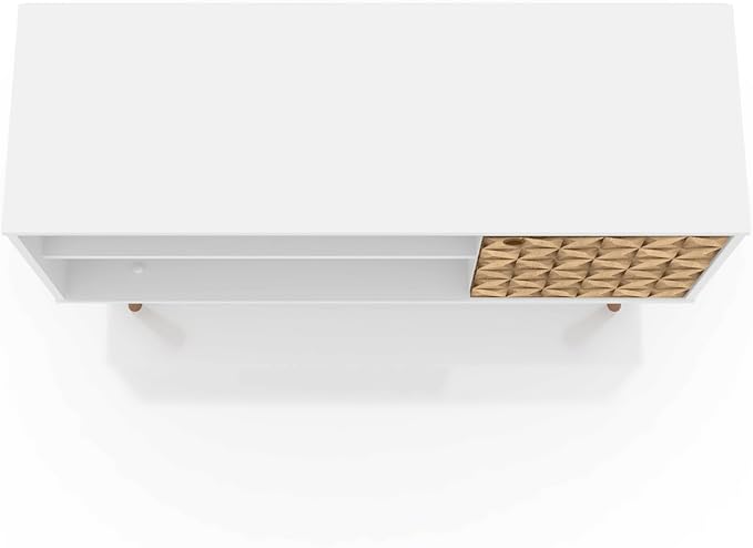 Manhattan Comfort Liberty Mid Century Modern TV Stand for Televisions up to 46 Inches, Bedroom and Living Room Entertainment Center with Storage, Shelves, and Cabinet, 43" Wide, White/3d Print