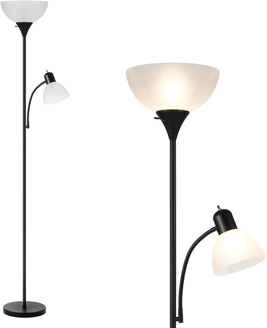 Floor Lamp with Reading Light, 68" Tall Lamp for 2 Head, Standing Lamps for Living Room, Bedroom, Corner, Office. No Bulbs