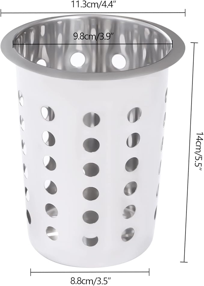 DYNAMI 4-Compartment Stainless Steel Utensil Holder,Commercial Perforated Silverware Holder,Cylinder Silverware Utensil Holder Flatware Organizer Countertop,for Restaurant Kitchen (4-Compartment)