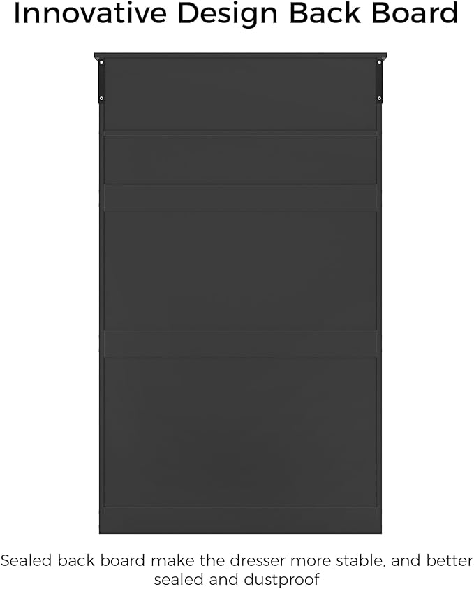 Hasuit Tall Dresser for Bedroom, Black Large Chest of Drawers, 55.6'' High Dressers with 7 Drawers, Modern Wooden Vertical Storage Clothes Closet Organizer