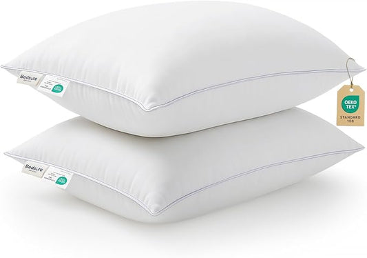 Bedsure Pillows Standard Size Set of 2, Prewashed Ultra-Soft Bed Pillows, Hotel Luxury Down Alternative Filling, Breathable & Fluffy for Back, Side, Stomach Sleepers
