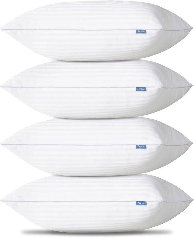 CozyLux Pillows Standard Size Set of 4, Cooling Hotel Quality Bed Pillows with Premium Soft Down Alternative Fill for Side Back and Stomach Sleepers - 4 Pack, Standard, 18x26 Inches