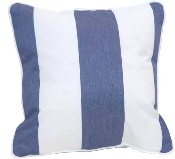East Green 18 x 18 Waterproof Outdoor Pillow with Insert, Soft Blue Stripe - Premium Olefin Outdoor Accent Pillow for Patio Furniture