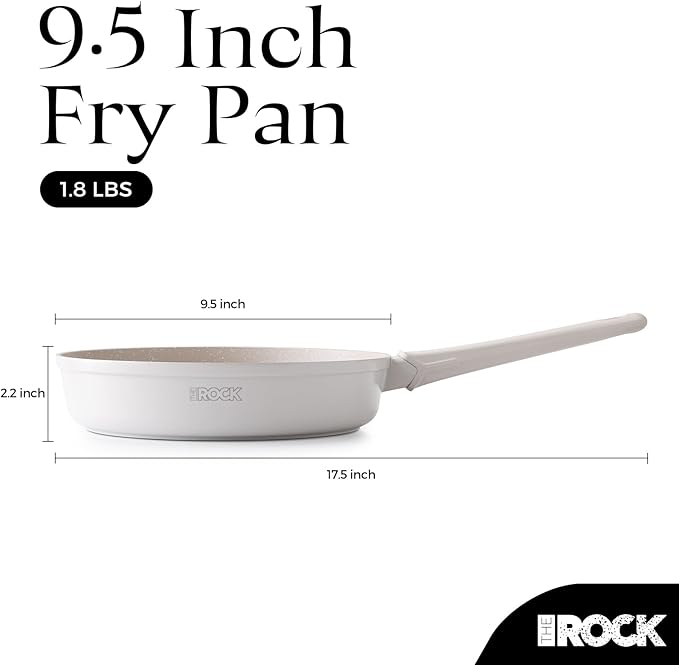 THE ROCK SOHO 9.5-Inch Ceramic Non Stick Frying Pan – Nothing Sticks, Never Warps, Lasts Longer, Non Toxic Skillet with Heat-Resistant Handle, PTFE PFOA & PFAS Free, Oven & Dishwasher Safe, Cream