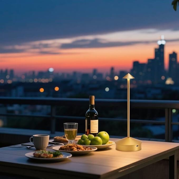 Modern Cordless Table Lamp Set of 2, Portable LED Desk Lamps, 6000mAh Rechargeable Battery Operated Lighting for Bedroom Dining Room Restaurant Coffee Shop Camping Night Light (Gold)