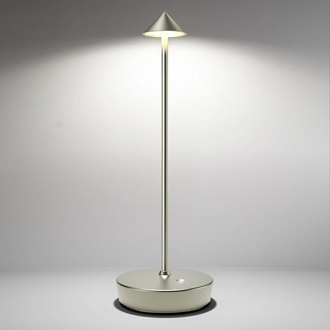 Cordless Table Lamps Rechargeable, 6000mAh Battery Operated LED Desk Lamp Outdoor Waterproof Portable Touch Dimmable Table Night Light for Patio Restaurant Dining Home Silver