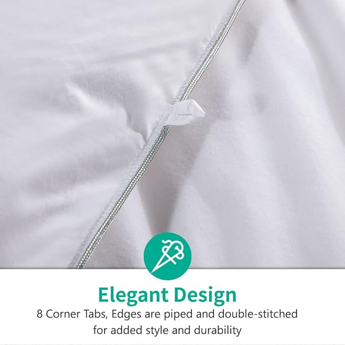 APSMILE Luxury All Season Down Feather Fibers Comforter Full/Queen Size Duvet Insert - 100% Organic Cotton, High Fill Power Medium Warmth, (Ivory White, 90X90)