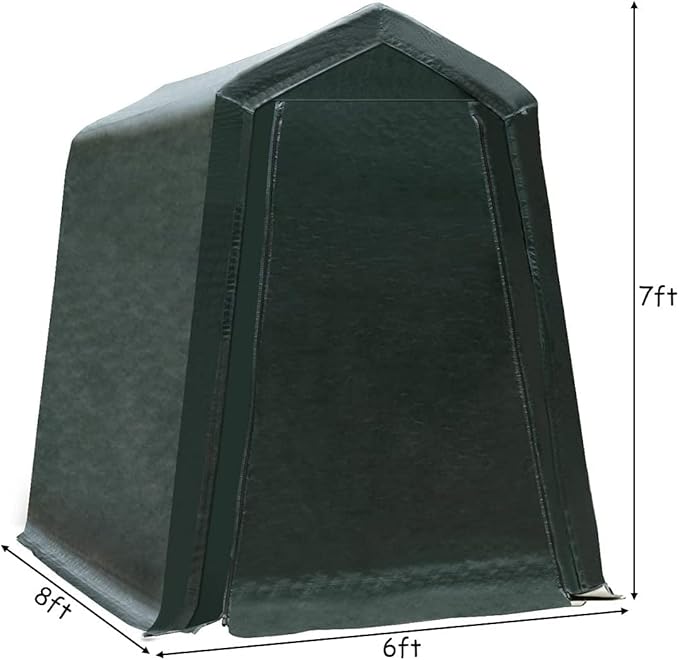 ERGOMASTER 6 Ft x 8 Ft Outdoor Carport Storage Shelter Metal Frame and Waterproof Cover for Motorcycle Cars Garden Tools