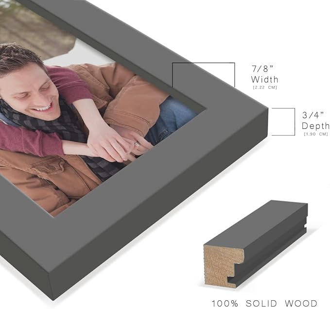 Renditions Gallery 4x6 inch Picture Frame High-end Modern Style, Made of Solid Wood and High Definition Glass Ready for Wall and Tabletop Photo Display, Gray Frame