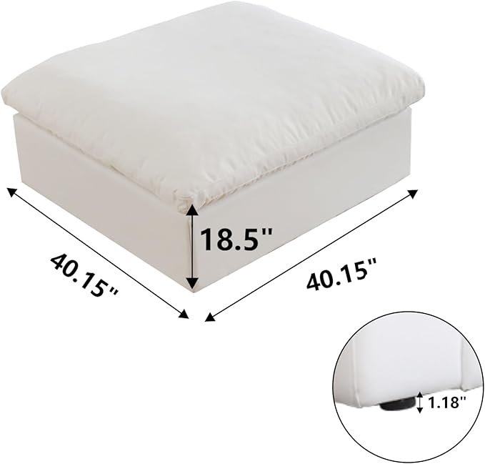 JACH Modern Ottoman Module for Living Room, Cushion Covers Removable, Minimalist Comfy Breathable Footstool for Living Room Apartment (White)