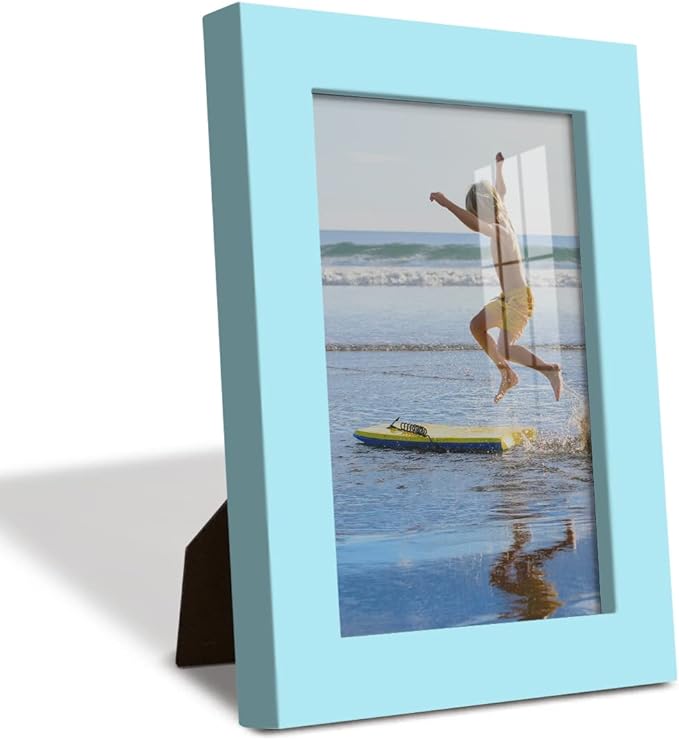 Renditions Gallery 4x6 inch Picture Frame High-end Modern Style, Made of Solid Wood and High Definition Glass Ready for Wall and Tabletop Photo Display, Blue Frame