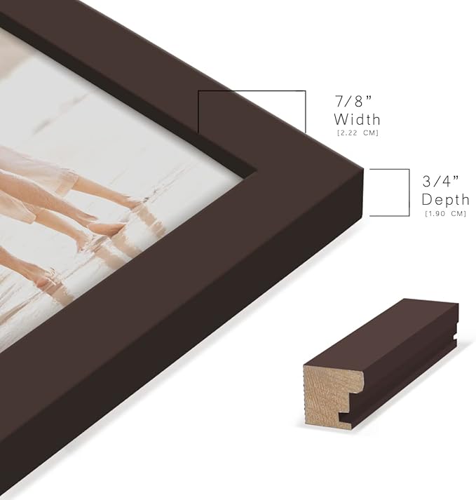 Renditions Gallery 5x7 inch Picture Frame High-end Modern Style, Made of Solid Wood and High Definition Glass Ready for Wall and Tabletop Photo Display, Brown Frame