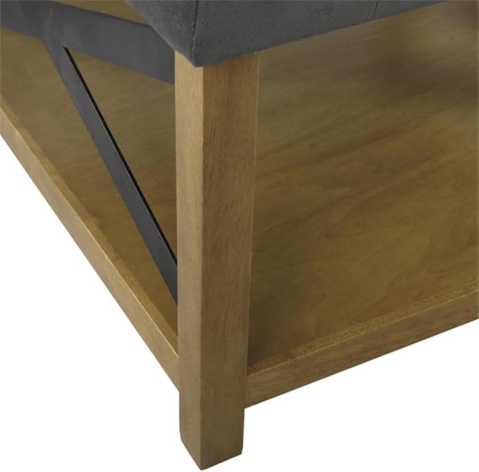 HomePop Tufted Ottoman with Wooden Storage - Gray